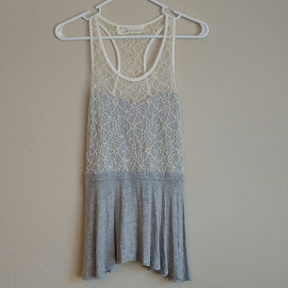 Lace Overlay Racer Back Top
